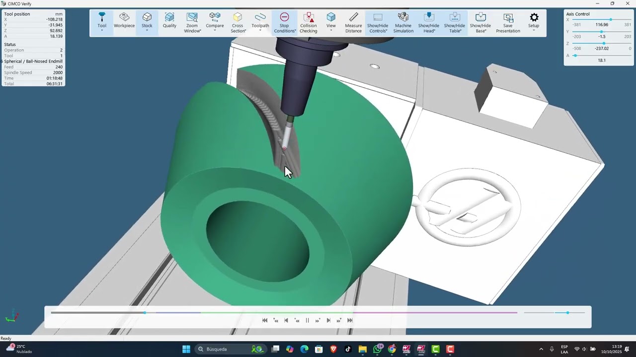 mecanizado con Mastercam  en 4to eje 4th axis #mastercam #haasumc  #haasVF #haascnc