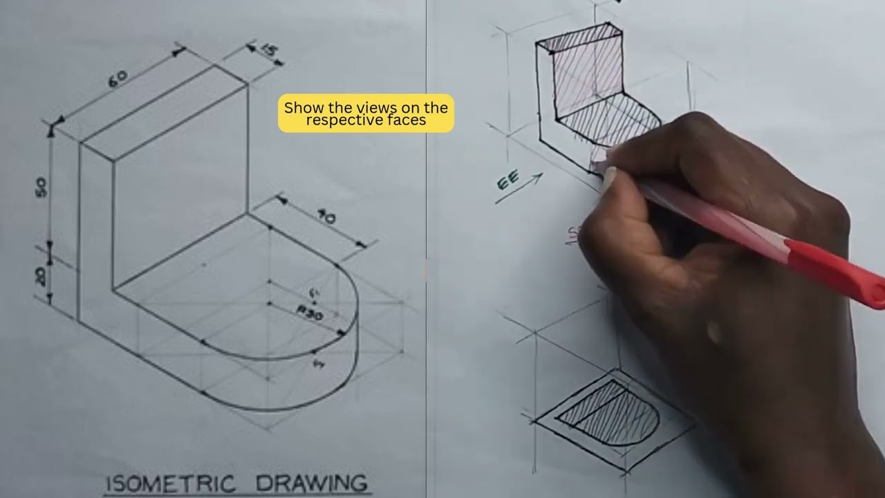 Lesson 6  First Angle Orthographic Projection #orthographicprojection #engineeringdrawing
