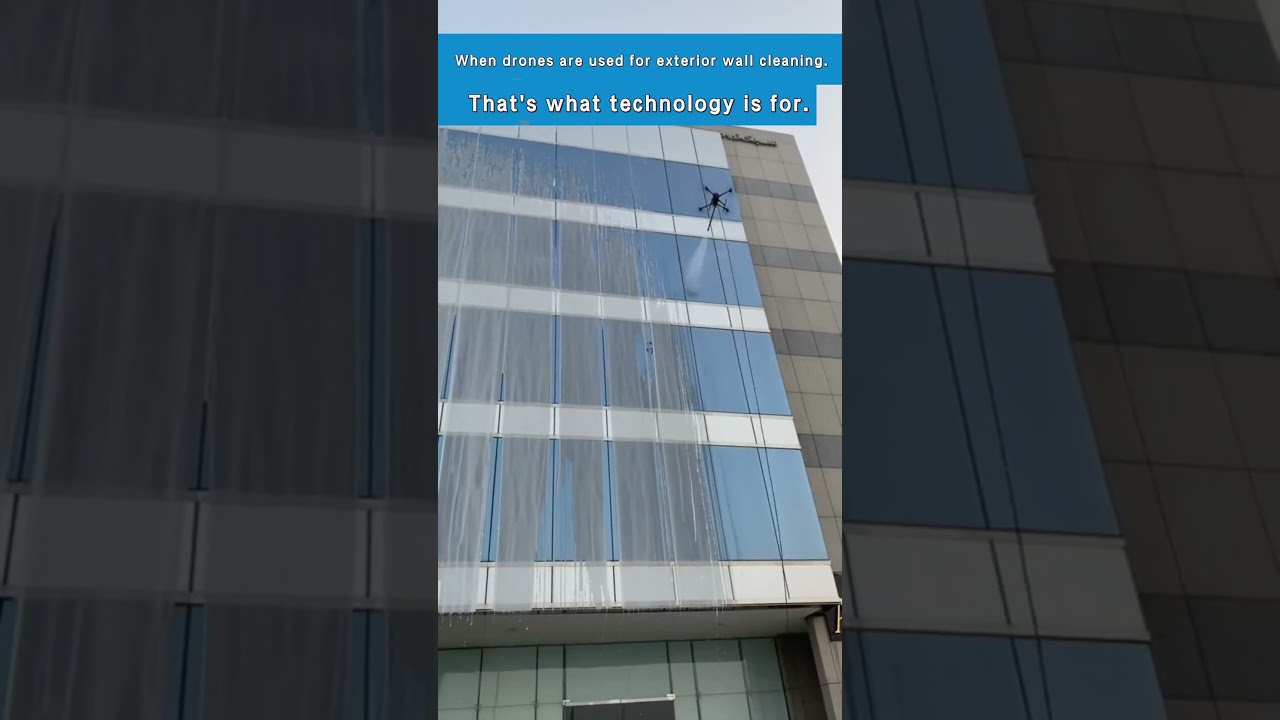 Exterior wall cleaning tether drones 