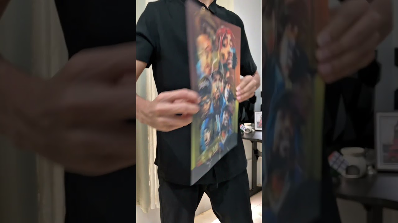 3D lenticular poster featuring Tupac Shakur, The Notorious B.I.G, Dr Dre, Eazy-E, Eminem, Snoop Dogg