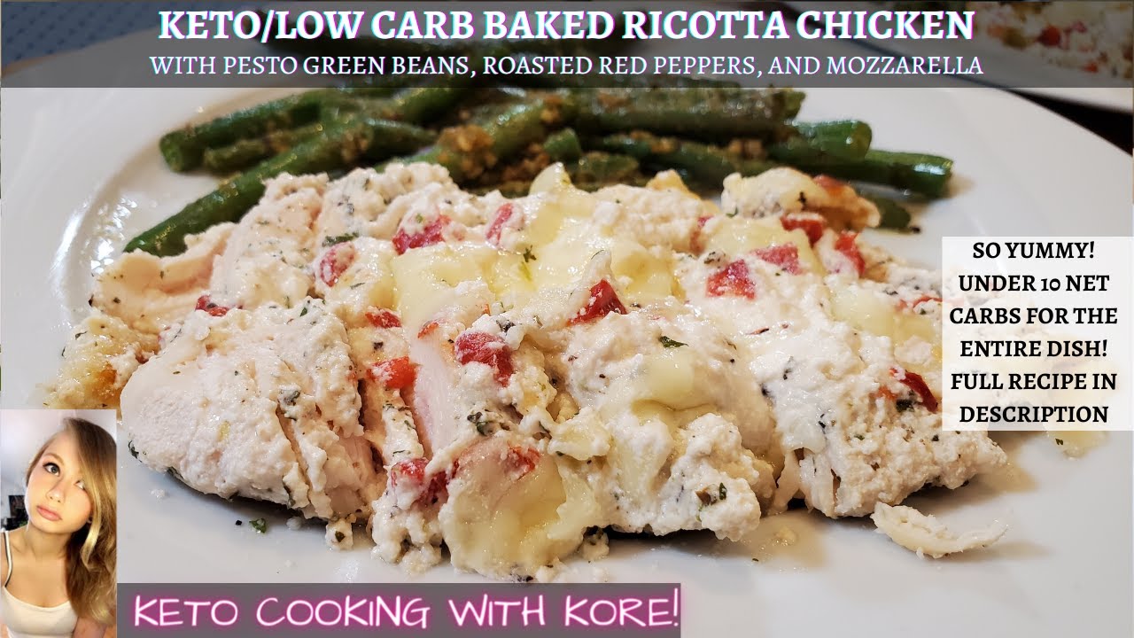 KETO / LOW CARB Baked Ricotta Chicken with Pesto Green Beans. Green Chef #8