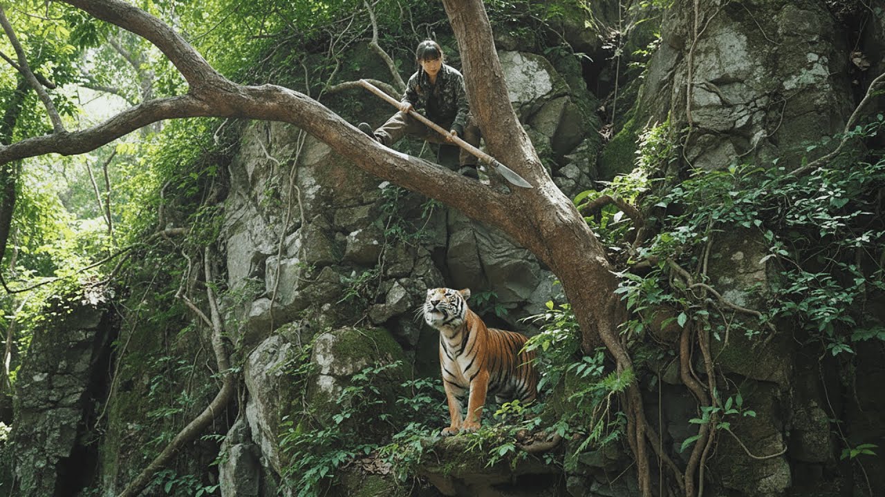 Building a Survival Shelter in the Wild to Protect Myself from Dangerous Animal Attacks
