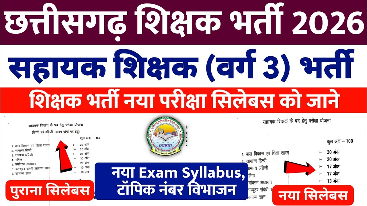 cg sahayak shikshak new syllabus 2026 | cg vyapam teacher bharti 2026 | chhattisgarh teacher update