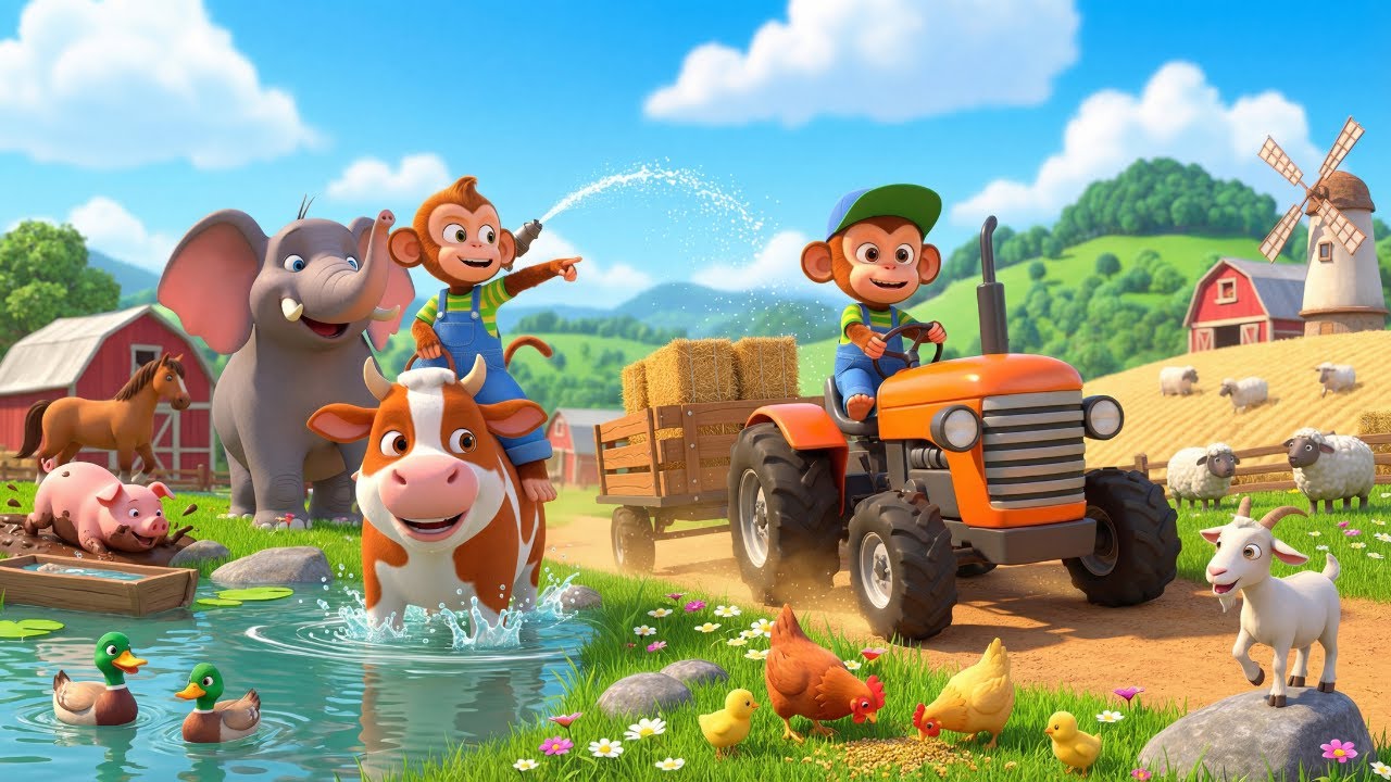 BiBi Monkey & The Happy Farm Tractor Adventure 🚜🌽🐒 | Monkey Family
