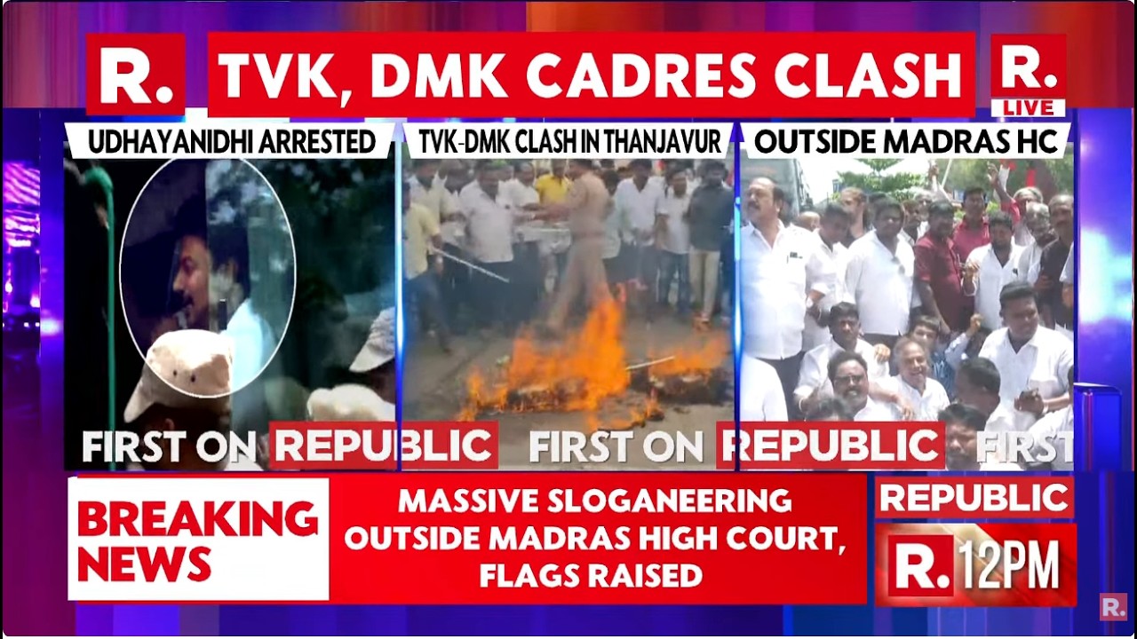 Udhayanidhi Stalin Arrested LIVE: Massive Protests Erupt Outside Madras HC In Support Of DMK