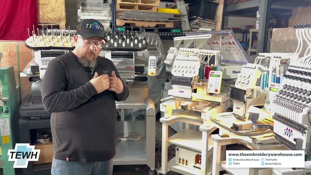 Tour of Refurbished Commercial Embroidery Machines | Tajima, SWF, Melco & More!