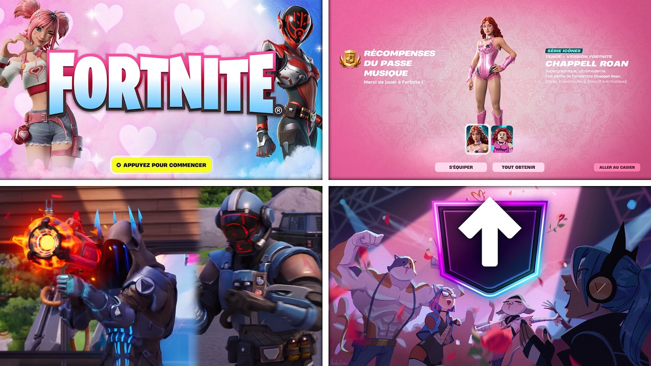 MISE À JOUR FORTNITE AMOURS ET LÉGENDES + RÉCOMPENSES GRATUITES ! (PASSE MUSIQUE, CHAPPELL ROAN)