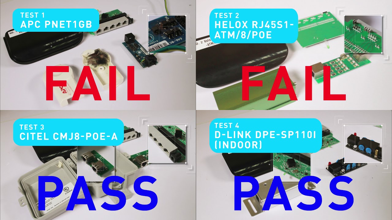 Real strike on various PoE Surge Protection Device(SPD)