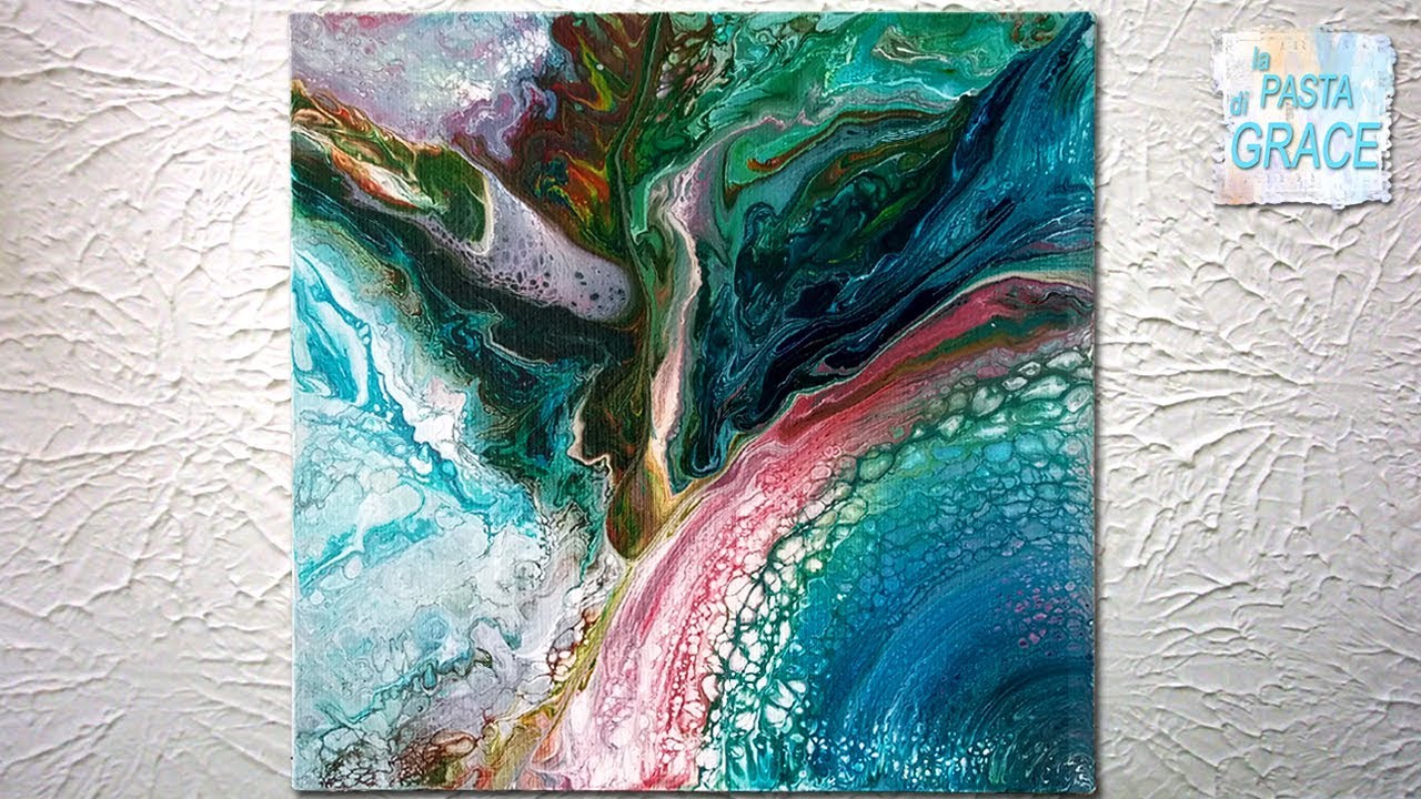 #21 Acrilico Fluido - Fluid Painting  Avanzi di colore 40x40 cm
