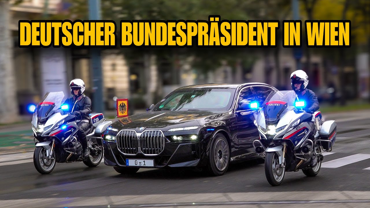 Deutscher BUNDESPRÄSIDENT Frank-Walter Steinmeier in Wien | Polizeieskorte | 21.10.25
