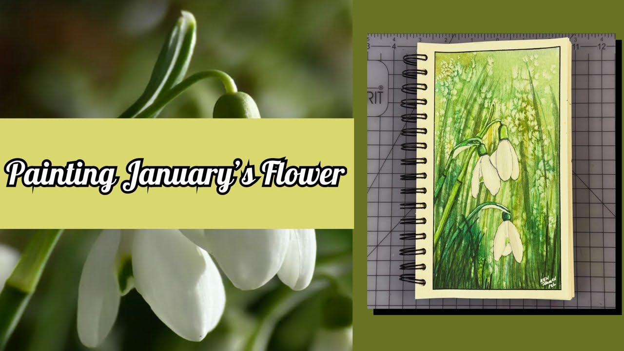 Watercolor Snowdrop 🌸 January Birth Flower with a Novelty Palette