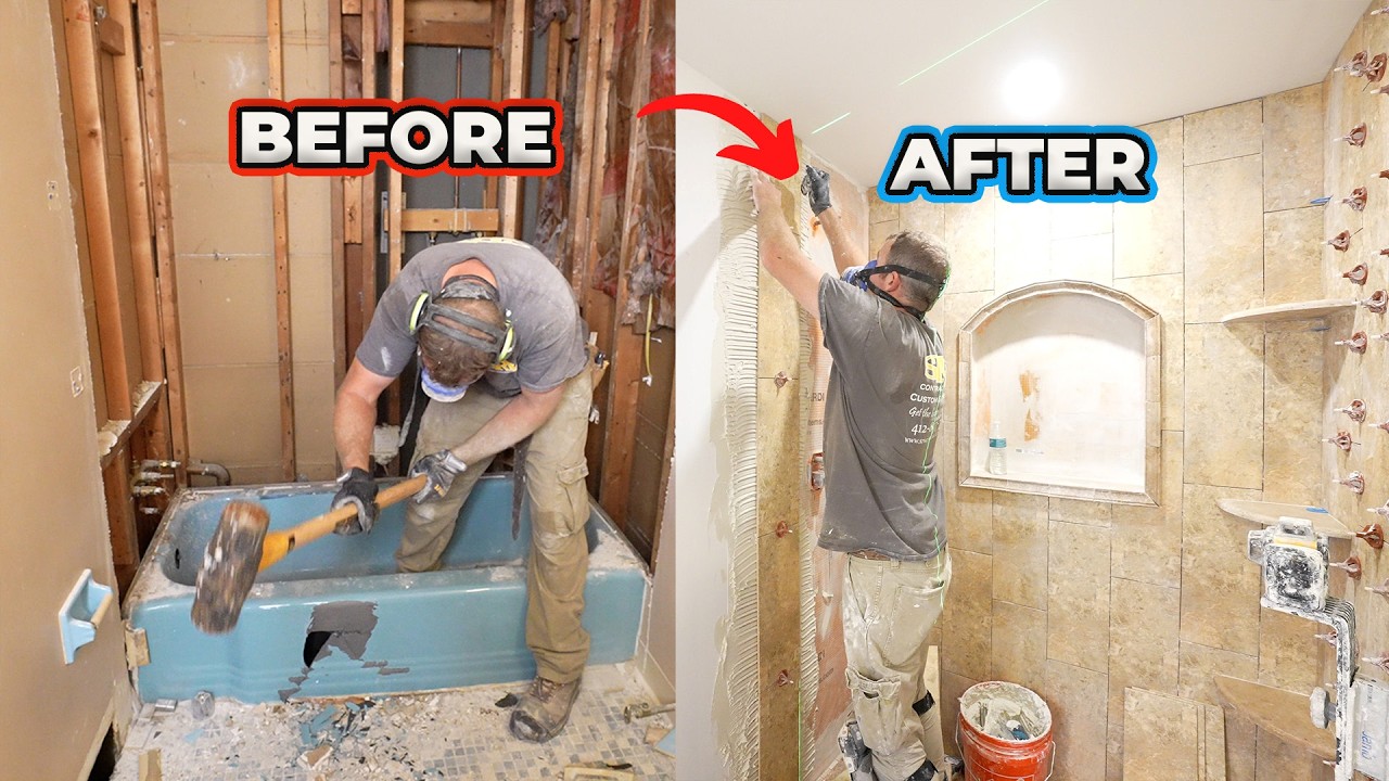 This is What It Takes to Completely Remodel a Bathroom!! | Tub to Curbless Shower | Start to Finish