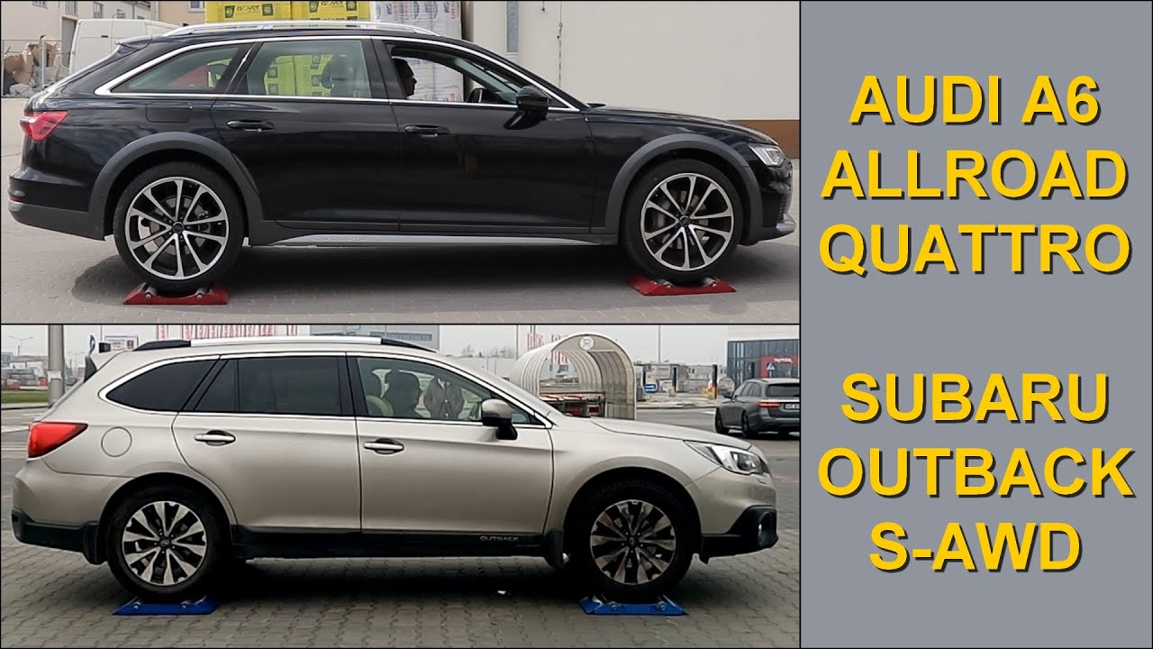 SLIP TEST - Audi A6 Allroad 3.0 TDI Quattro vs Subaru Outback 2.5i S-AWD - @4x4.tests.on.rollers