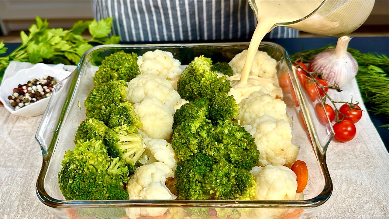 Gebackener Brokkoli und Blumenkohl mit Käse. Omas Geheimrezept!