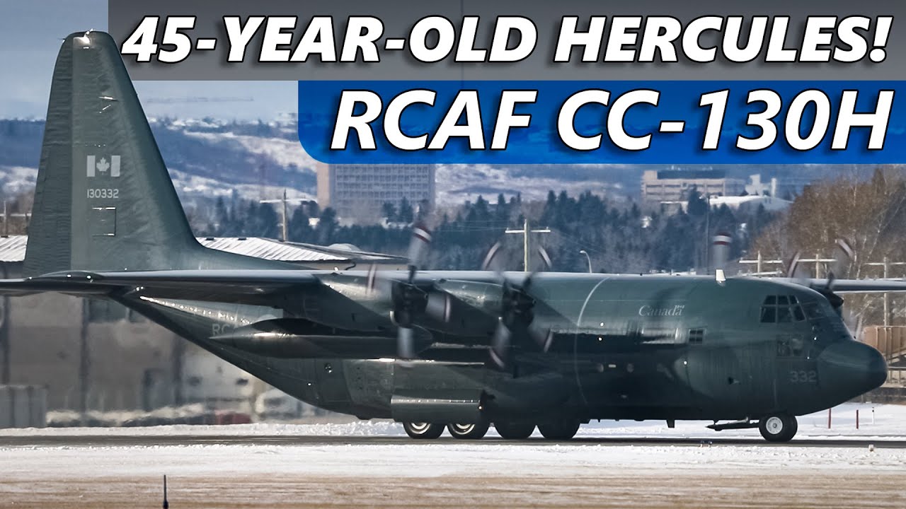 CLASSIC HERC! RCAF CC-130H Snowy Departure from Calgary Airport