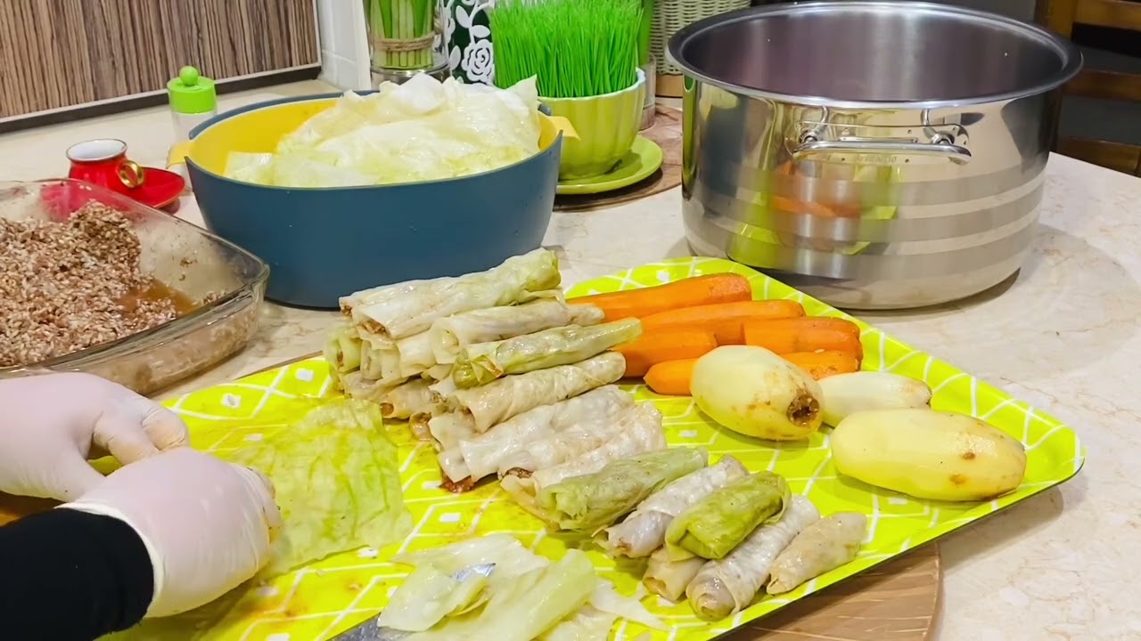 محشي الجزر ملفوف(كرنب)بطاطابخلطه مميزه طريقة الجده والوالده أكلات تراثيه مفيده