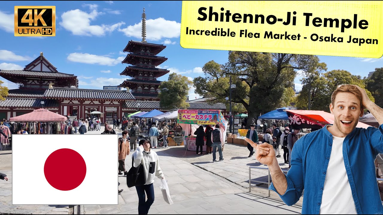 Shitenno-Ji Temple *Flea Market* / Osaka /Temple / Walking Tour / Tokyo / Japan / 4K / ASMR
