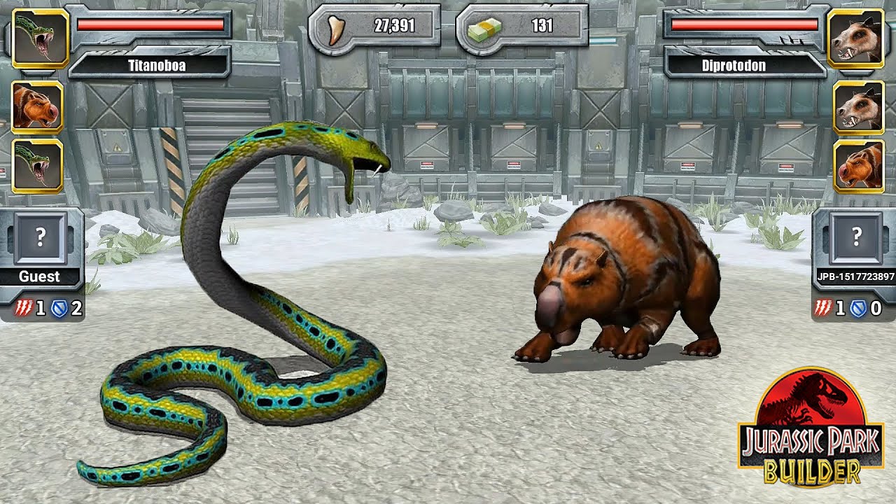 TITANOBOA VS DIPROTODON - GLACIER TOURNAMENT || JURASSIC PARK BUILDER