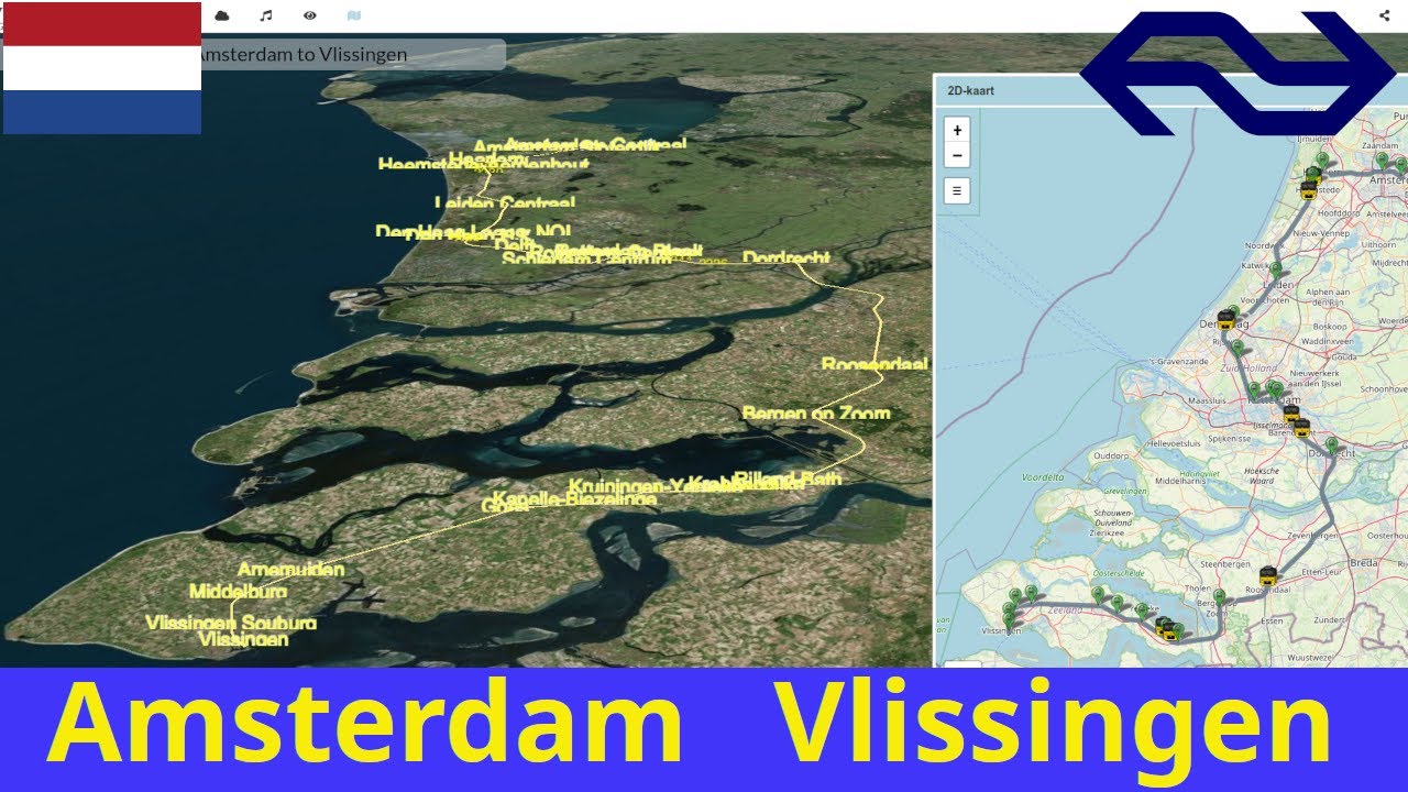Simulate Intercity(NS) journey from Amsterdam to Vlissingen with real maps and relaxing musics.