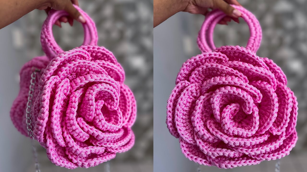 Padrão Floral Bolsa Peônia Bolsa Redonda Bolsa Crochê Cordão De Poliéster