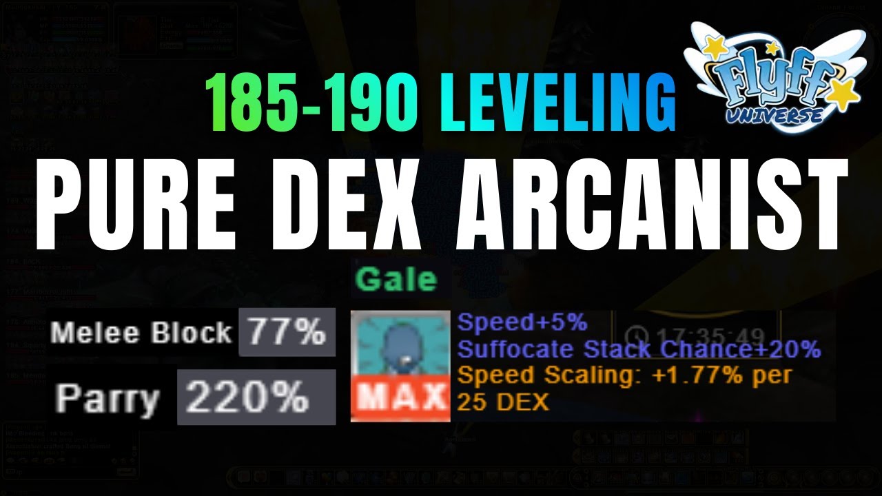 Flyff Universe Arcanist Pure Dex Gale Build 185-190 Leveling | Lawolf Server