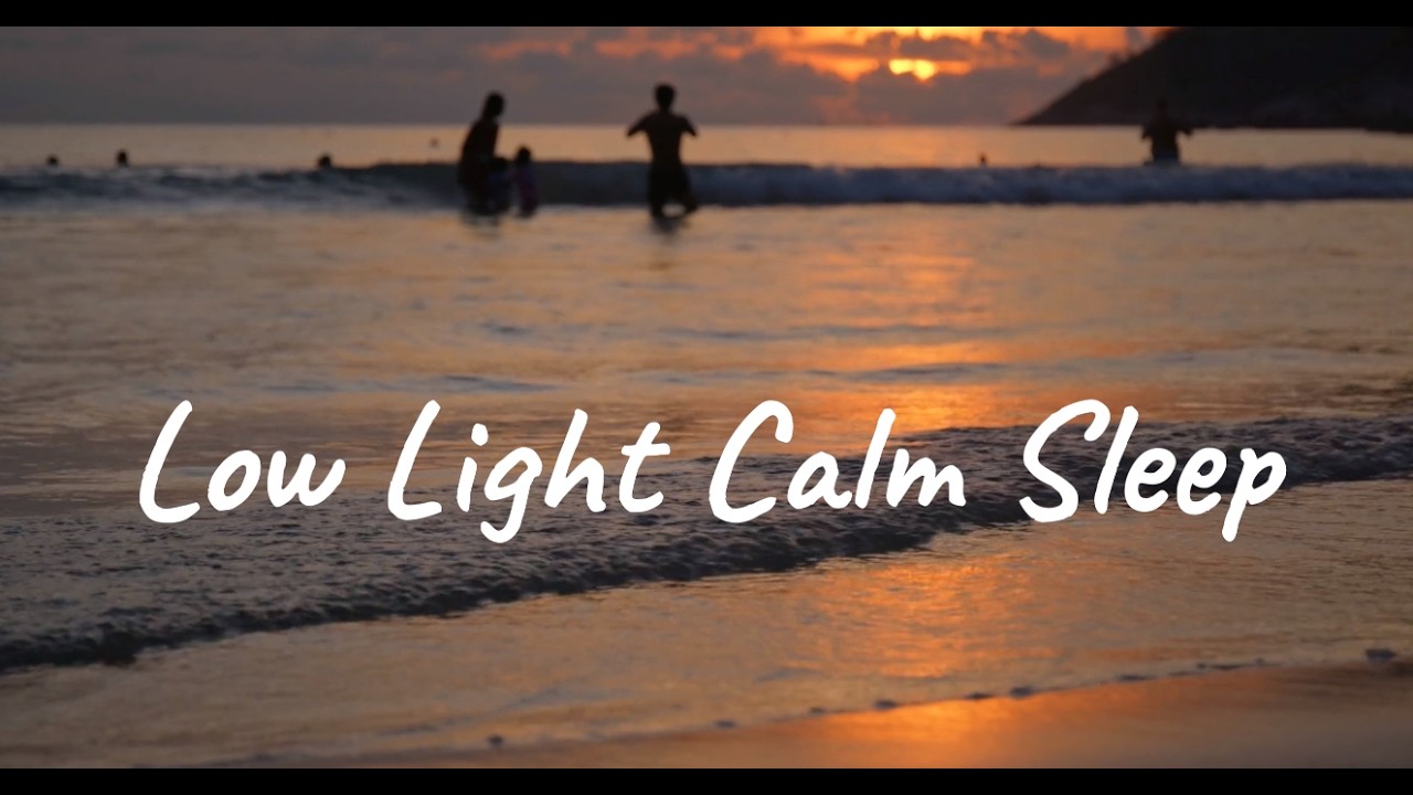 Soft Sounds of Sunset Tropical Beach Palm Island, Ocean Waves, White Noise for Sleeping.