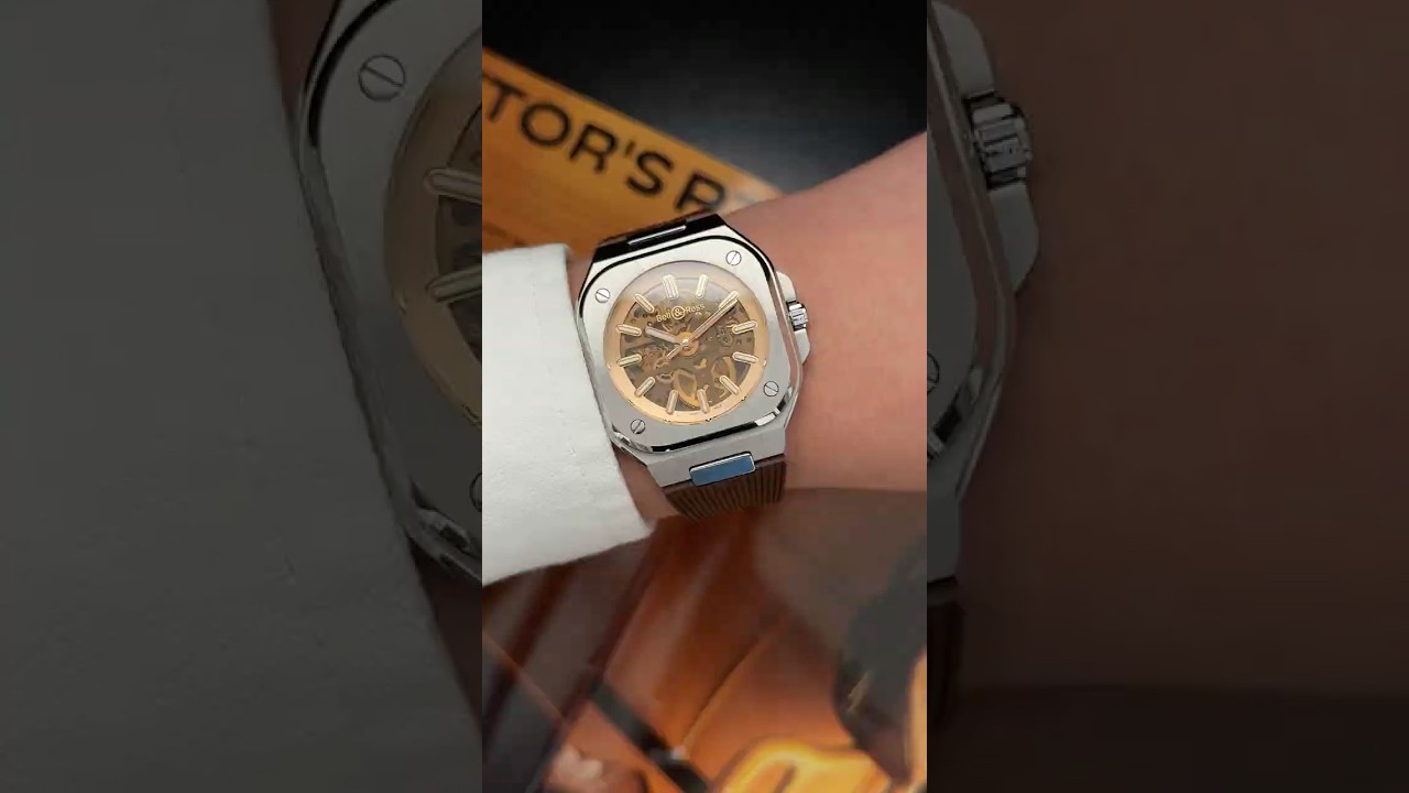 Bell & Ross BR05A-CH-SKST/SRB Skelet Golden Rubber Strap 40mm | Love Authentic Watches