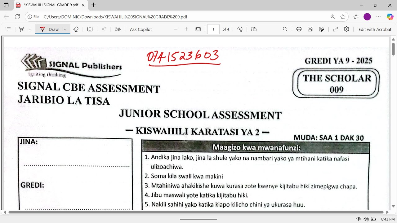SIGNAL KISWAHILI GRADE 9