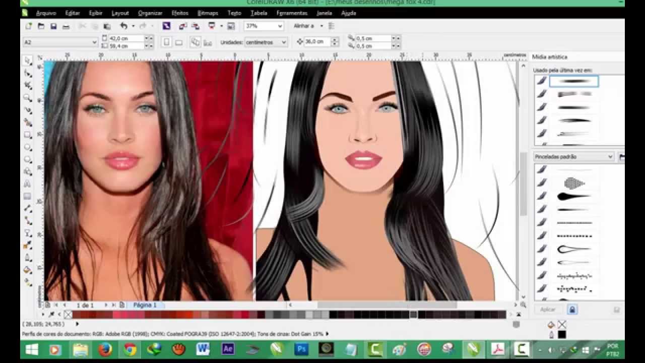 Como transformar sua foto em vetor no Coreldraw,  fazendo o cabelo- Parte 2