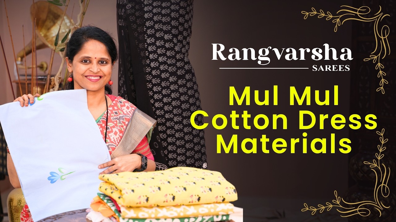 Pure cotton dress materials-Rangvarsha Sarees-Unstitched Pure Mul Cotton suits with chiffon dupatta