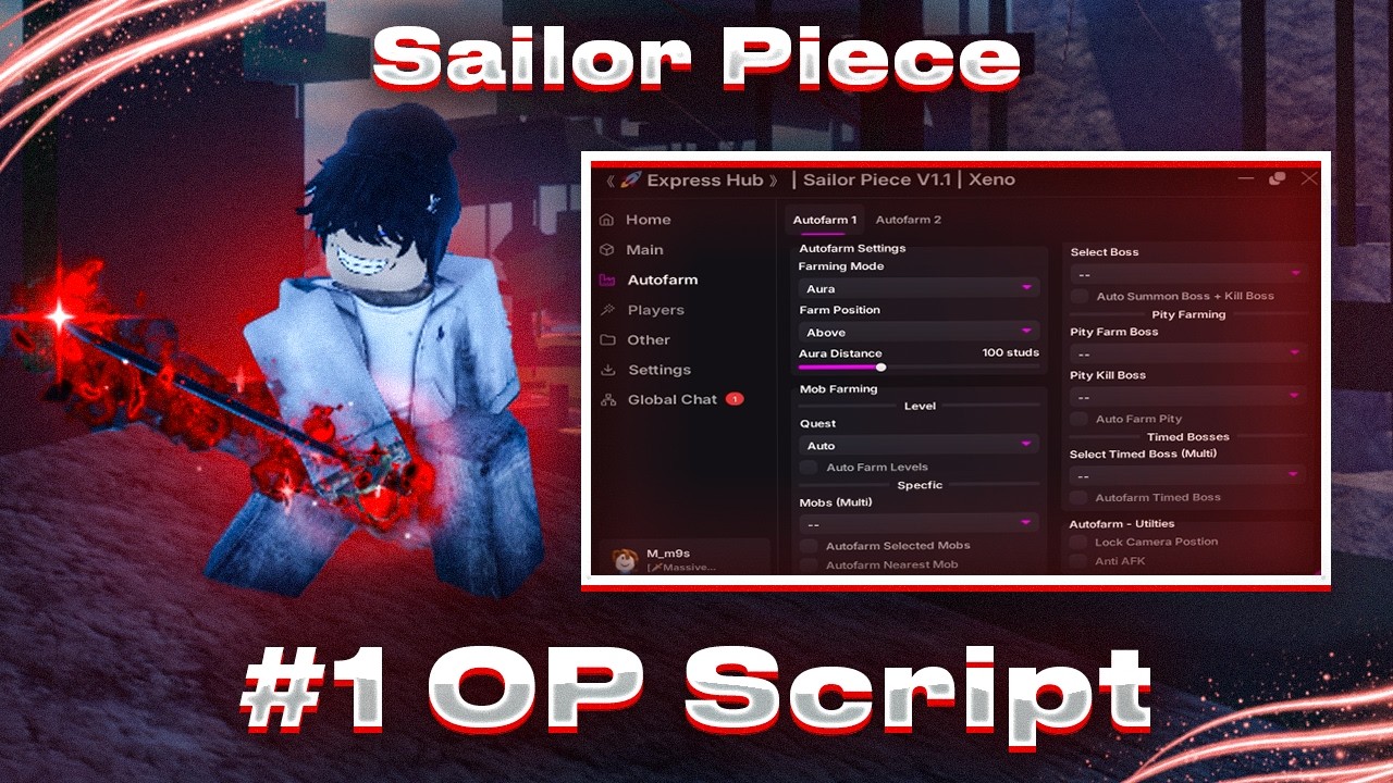 Sailor Piece Script GUI - Auto Farm, Auto Dungeon, Infinity Tower, Kill Auto & MORE! [ NO KEY ]