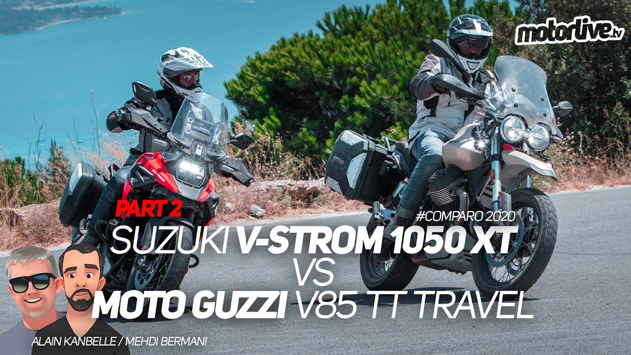 V85TT TRAVEL vs V-STROM 1050 XT PART 2 I COMPARATIF MOTORLIVE