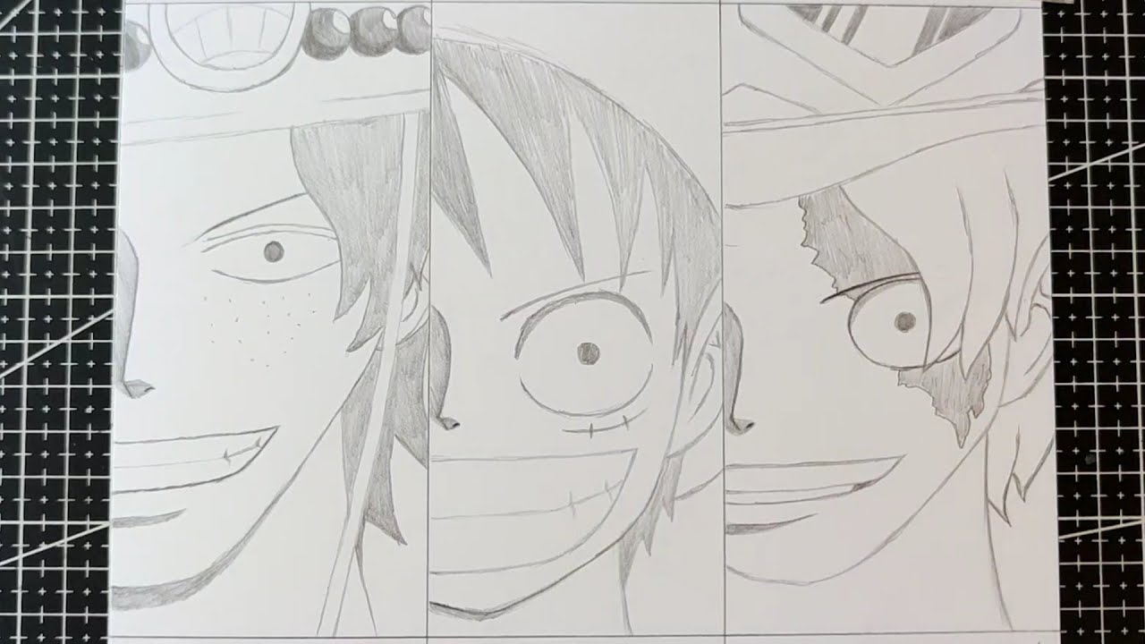 Anime drawing | how to draw ACE , Luffy , Sabo - one piece step-by-step