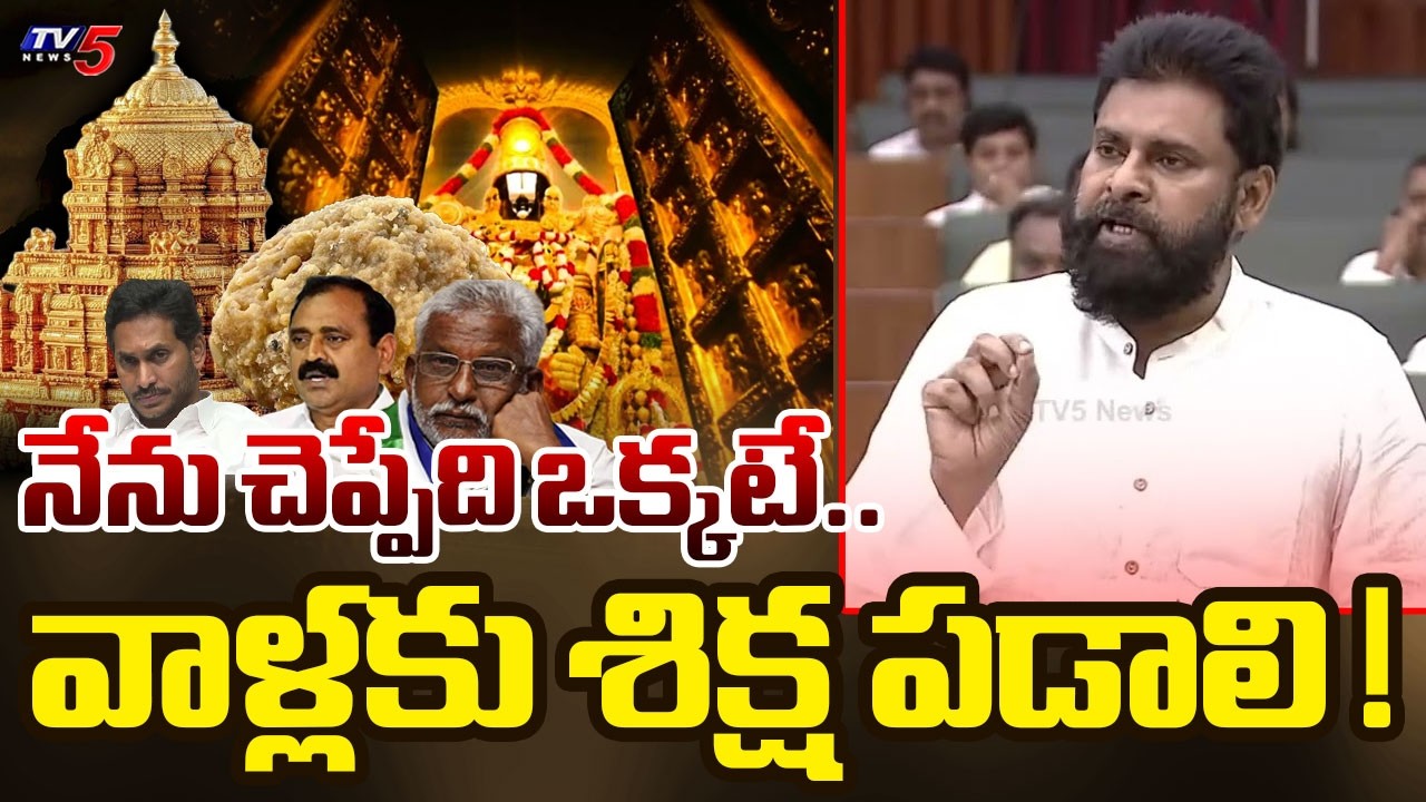 వాళ్లకు శిక్ష పడాలి ! | Deputy CM Pawan Kalyan Speech in AP Assembly | Tirupati Laddu | TV5 News