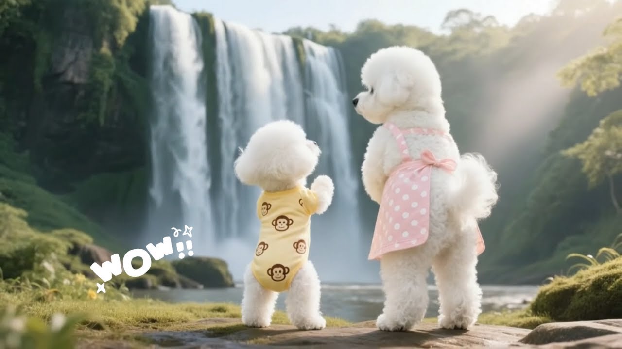 Little Bichon Got Lost by the Lake… and Found a Waterfall Adventure 🦋🐟✨/compilation