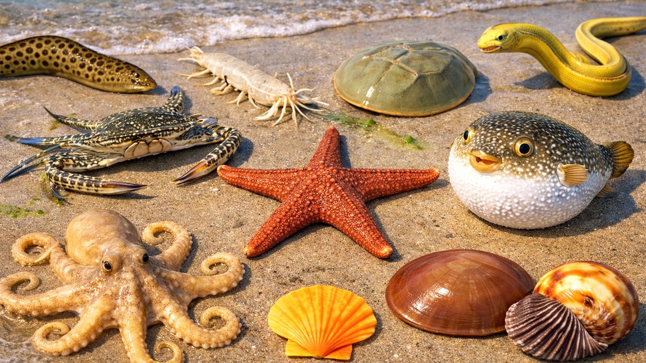 Catching Squid, Sea Snails, Crabs & Amazing Ocean Creatures by Bare Hands!
