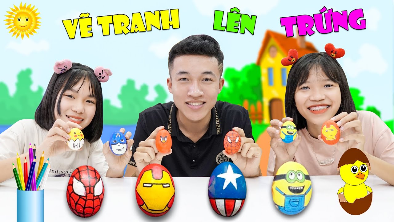 Thi Vẽ Tranh Trên Vỏ Trứng | Họa Sĩ Nhí Đại Chiến ♥ Min Min TV Minh Khoa