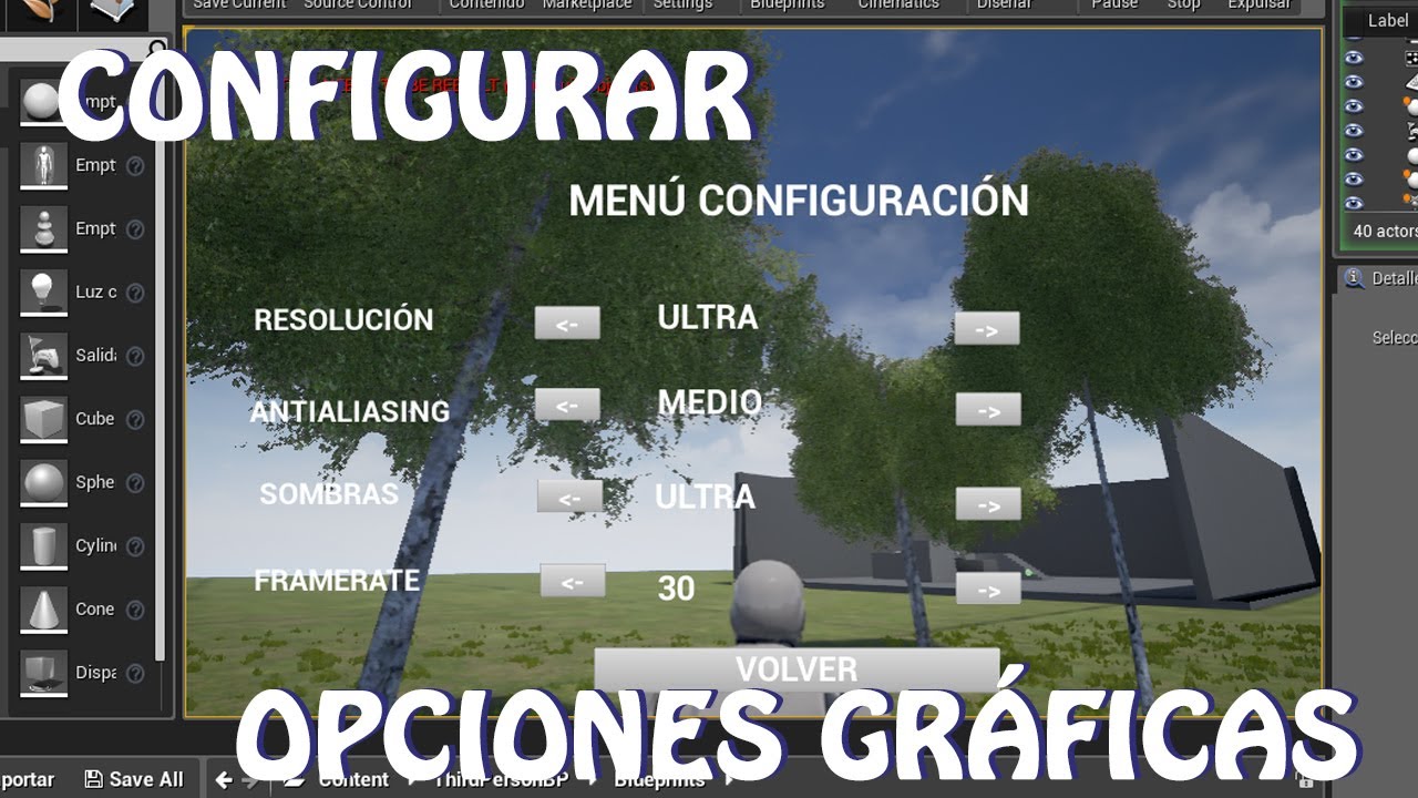 Unreal Engine 4: Configurar opciones gráficas con menú (español)
