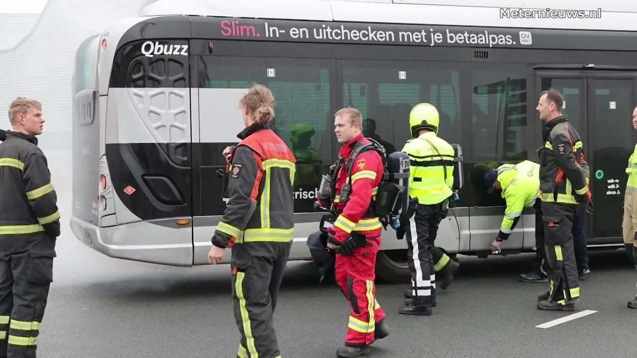Elektrische bus brand in Groningen