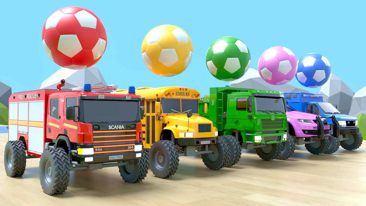 Super chansons simples – Repeindre un camion de pompiers et un bus scolaire (apprendre les couleurs)
