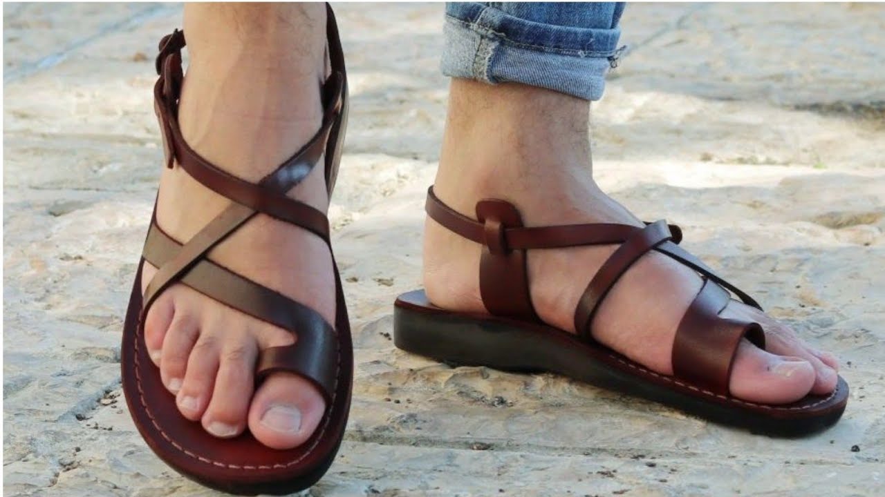 Mens handmade Roman sandals outfits ideas
