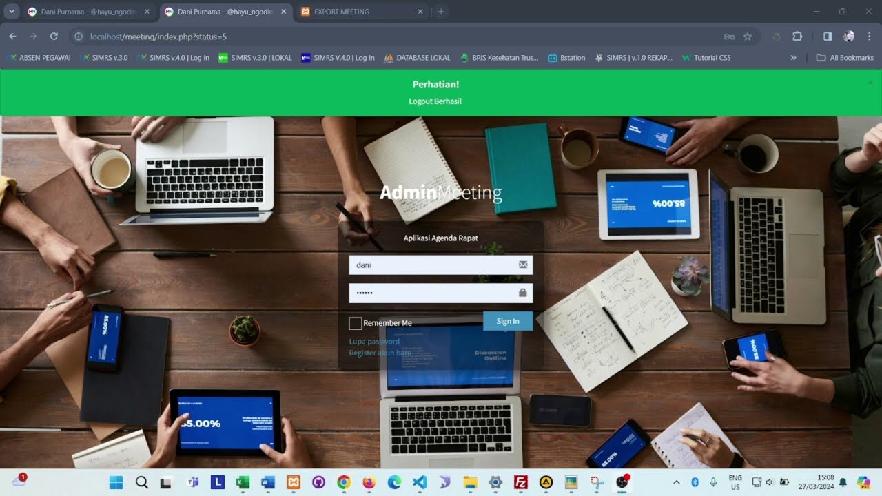Aplikasi Pengelolaan Data Rapat/Meeting Sederhana menggunakan PHP dan MySql (Gratis Source Code)