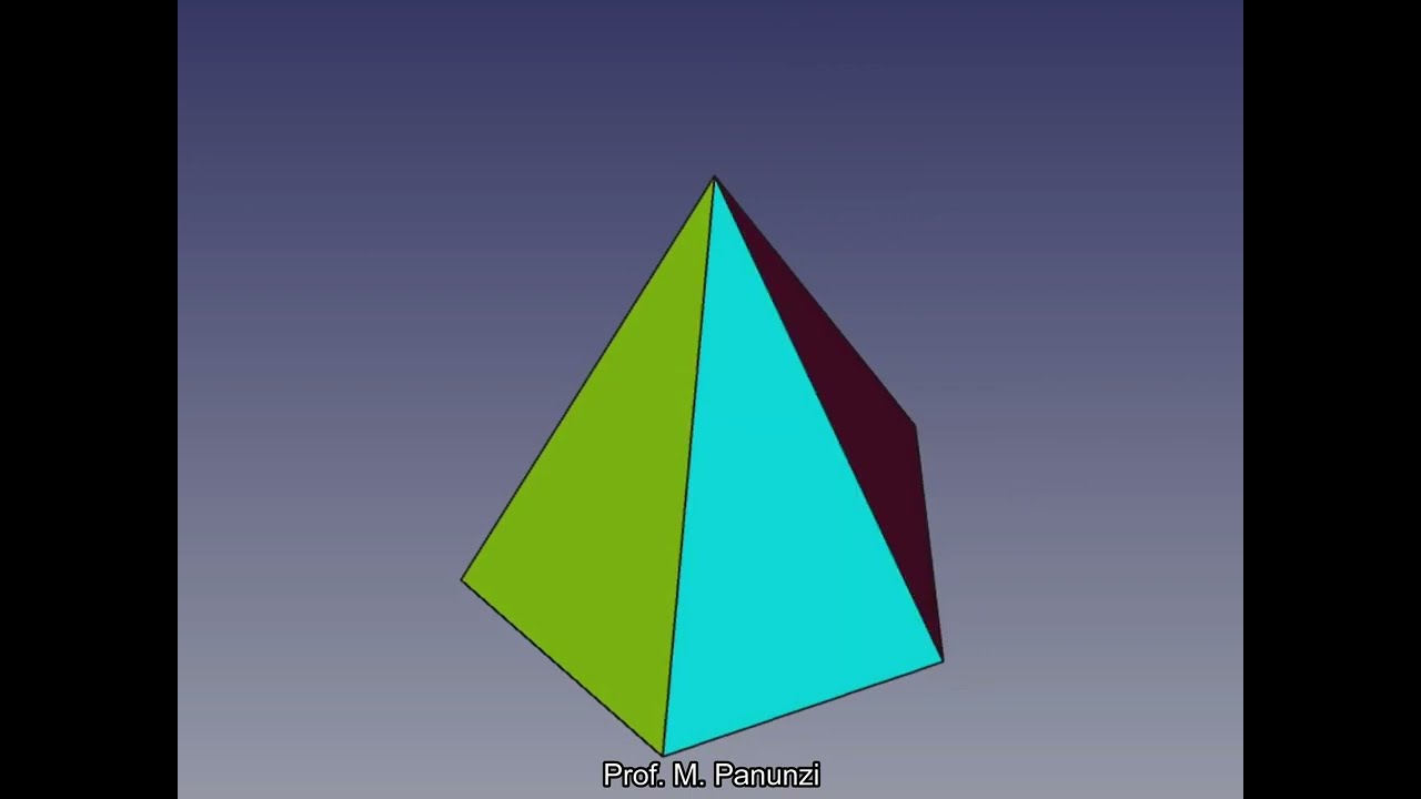Proiezioni ortogonali di una piramide a base pentagonale poggiata sul piano orizzontale