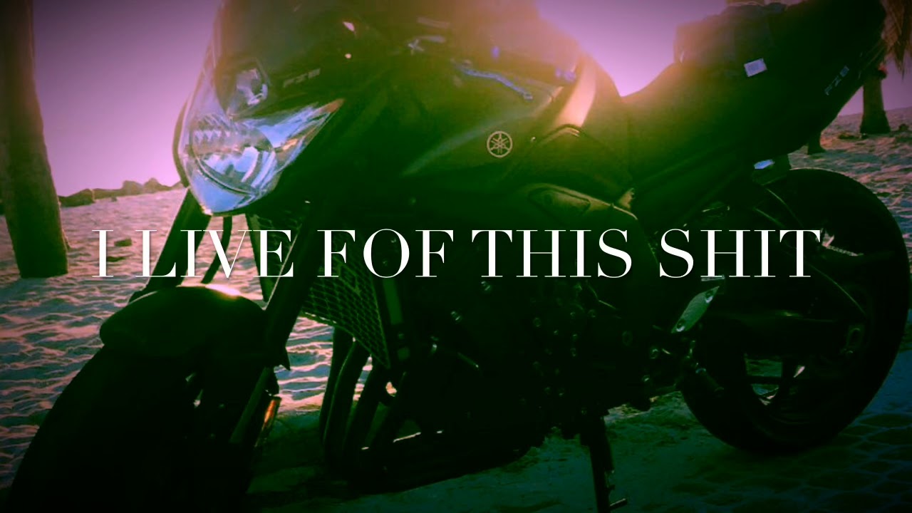 Riding to the beach doing some stand up wheelies on the fz8