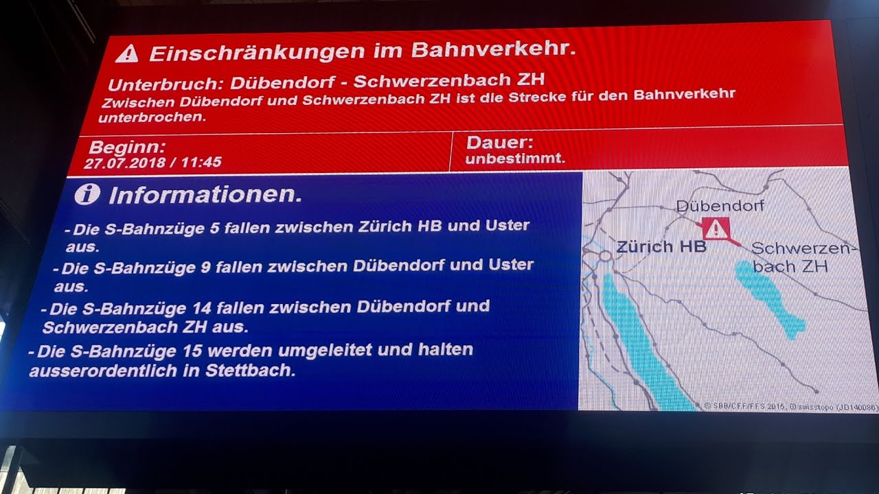 SBB Ansage Unterbruch Dübendorf -  Schwerzenbach ZH