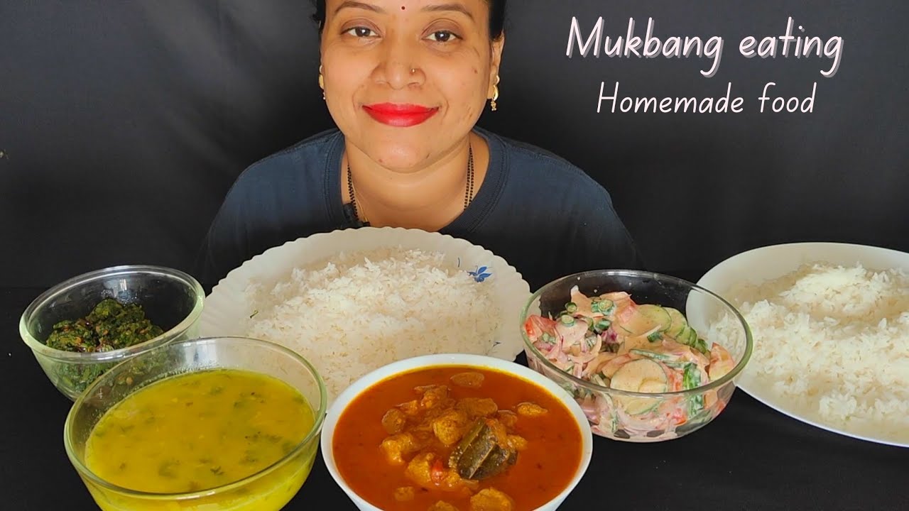 Eating Dal Chawal😋Soya Bean Curry🍛 Palak Saag || Cucumber Salad 🥗#asmr #mukbang#food#foodie#eating