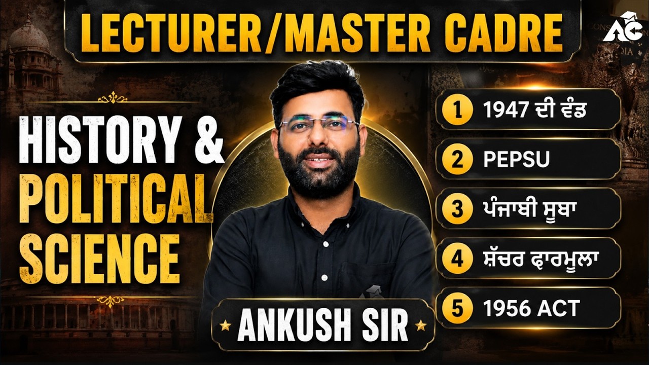 Lecturer / Master Cadre 2026 | History & Political Science | Most Important Topics | By Ankush Sir