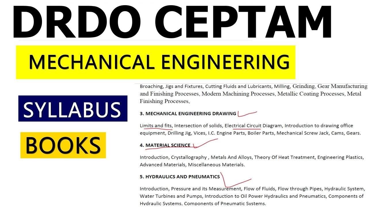 CEPTAM DRDO Mechanical Engineering Syllabus and Books