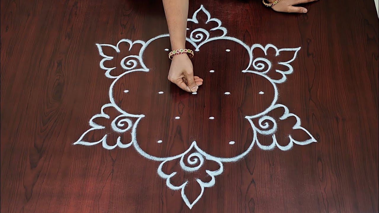 5×3dots easy rangoli|daily muggulu|thipkyanchi,festival rangoli|traditional rangoli#Rang kaa Rangoli