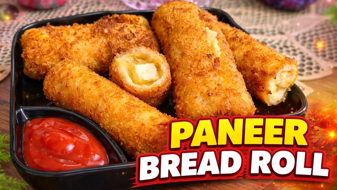 Cheesy Paneer Bread Roll 🧀 | Kids Favourite Snack #food #viral #cooking #trendingreels #pahalrasoi 